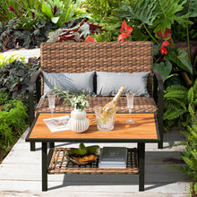 Load image into Gallery viewer, 2 Pieces Patio Rattan Coffee Table Set with Shelf
