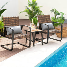 Load image into Gallery viewer, 3 Pieces Patio Rattan Conversation Set with Lumbar Pillows
