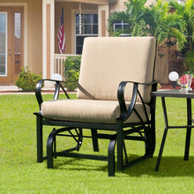 Load image into Gallery viewer, Patio Glider Rocking Chair with Thick Cushion and Curved Armrest-Tan
