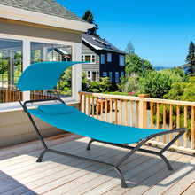 Load image into Gallery viewer, Patio Hanging Chaise Lounge Chair with Canopy Cushion Pillow and Storage Bag-Navy
