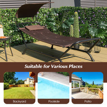 Load image into Gallery viewer, Patio Hanging Chaise Lounge Chair with Canopy Cushion Pillow and Storage Bag-Brown
