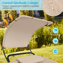 Load image into Gallery viewer, Patio Hanging Chaise Lounge Chair with Canopy Cushion Pillow and Storage Bag-Beige
