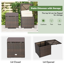 Load image into Gallery viewer, 2 Pieces Patio Ottoman with Removable Cushions-Gray
