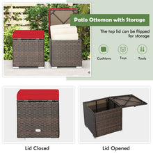 Load image into Gallery viewer, 2 Pieces Patio Ottoman with Removable Cushions-Red
