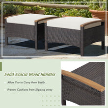 Load image into Gallery viewer, Set of 2 Fade-Resistant Wicker Patio Ottoman-White
