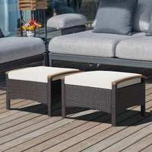 Load image into Gallery viewer, Set of 2 Fade-Resistant Wicker Patio Ottoman-White
