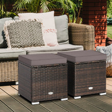 Load image into Gallery viewer, 2 Pieces Patio Ottoman with Removable Cushions-Gray
