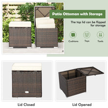 Load image into Gallery viewer, 2 Pieces Patio Ottoman with Removable Cushions-White
