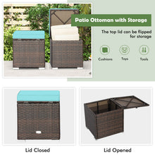 Load image into Gallery viewer, 2 Pieces Patio Ottoman with Removable Cushions-Turquoise
