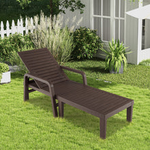 Load image into Gallery viewer, Patio PP Chaise Lounge Chair with 4-Position Adjustable Backrest-Coffee
