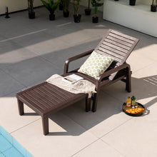 Load image into Gallery viewer, Patio PP Chaise Lounge Chair with 4-Position Adjustable Backrest-Coffee
