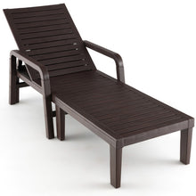 Load image into Gallery viewer, Patio PP Chaise Lounge Chair with 4-Position Adjustable Backrest-Coffee
