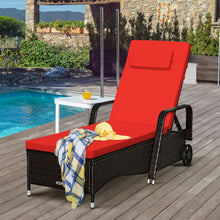 Load image into Gallery viewer, Outdoor Recliner Cushioned Chaise Lounge with Adjustable Backrest-Red &amp; White
