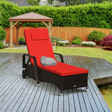 Load image into Gallery viewer, Outdoor Recliner Cushioned Chaise Lounge with Adjustable Backrest-Red &amp; White
