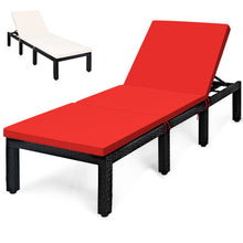 Load image into Gallery viewer, Patio Rattan Cushioned Height Adjustable Lounge Chair-Red &amp; Off White
