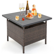 Load image into Gallery viewer, Patio Square Wicker Side Table with Umbrella Hole for Yard Garden Poolside
