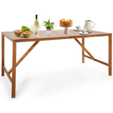 Load image into Gallery viewer, 67 Inch Patio Rectangle Acacia Wood Dining Table with Umbrella Hole
