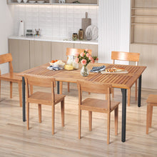 Load image into Gallery viewer, Patio Acacia Wood Dining Table with Umbrella Hole and Metal Legs
