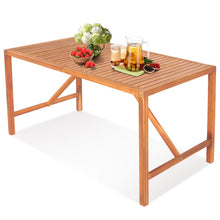 Load image into Gallery viewer, 55 Inch Patio Rectangular Acacia Wood Dining Table with Umbrella Hole
