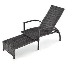 Load image into Gallery viewer, Patio Chaise Lounge Outdoor Rattan Lounge Chair with Retractable Ottoman
