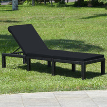 Load image into Gallery viewer, Patio Rattan Height Adjustable Lounge Chair with 2 Set of Cushion Cover-Black &amp; Turquoise
