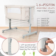 Load image into Gallery viewer, Portable Baby Bedside Bassinet with 5-level Adjustable Heights and Travel Bag-Beige
