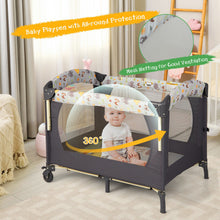 Load image into Gallery viewer, 3-in-1 Convertible Portable Baby Playard with Music Box and Wheel and Brakes-Dark Gray
