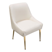 Load image into Gallery viewer, Set of (2) Quinn Dining Chairs w/ Vertical Outside Pleat Detail and Contoured Arm in Cream Velvet w/ Brushed Gold Metal Leg by Diamond Sofa
