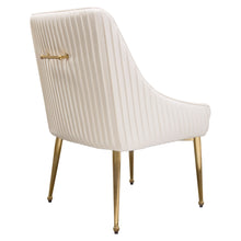 Load image into Gallery viewer, Set of (2) Quinn Dining Chairs w/ Vertical Outside Pleat Detail and Contoured Arm in Cream Velvet w/ Brushed Gold Metal Leg by Diamond Sofa
