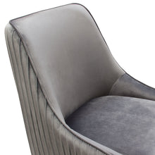 Load image into Gallery viewer, Set of (2) Quinn Dining Chairs w/ Vertical Outside Pleat Detail and Contoured Arm in Grey Velvet w/ Brushed Gold Metal Leg by Diamond Sofa
