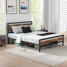 Load image into Gallery viewer, Full/Queen Industrial Bed Frame with Rustic Headboard and Footboard-Queen Size
