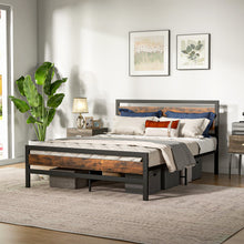 Load image into Gallery viewer, Full/Queen Industrial Bed Frame with Rustic Headboard and Footboard-Queen Size
