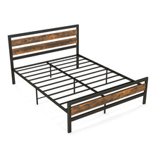Load image into Gallery viewer, Full/Queen Industrial Bed Frame with Rustic Headboard and Footboard-Queen Size
