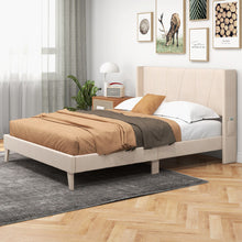 Load image into Gallery viewer, Full/Queen Size Upholstered Bed Frame with Geometric Wingback Headboard-Queen Size
