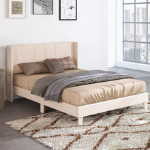 Load image into Gallery viewer, Full/Queen Size Upholstered Bed Frame with Geometric Wingback Headboard-Queen Size
