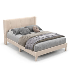 Load image into Gallery viewer, Full/Queen Size Upholstered Bed Frame with Geometric Wingback Headboard-Queen Size
