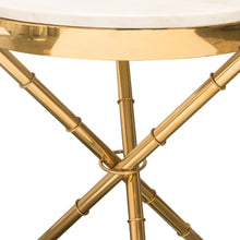Load image into Gallery viewer, Reed Round Accent Table with White Marble Top and Gold Finished Metal Base by Diamond Sofa

