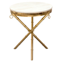Load image into Gallery viewer, Reed Round Accent Table with White Marble Top and Gold Finished Metal Base by Diamond Sofa

