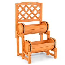 Load image into Gallery viewer, 2-Tier Raised Garden Bed with 2 Cylindrical Planter Boxes and Trellis-Orange
