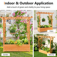 Load image into Gallery viewer, Raised Garden Bed with Trellis or Climbing Plant and Pot Hanging-Natural
