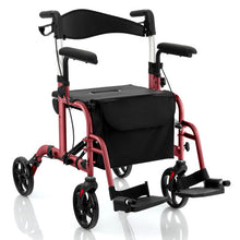 Load image into Gallery viewer, Folding Rollator Walker with Seat and Wheels Supports up to 300 lbs-Red
