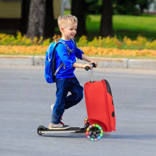 Hardshell Ride-on Suitcase Scooter with LED Flashing Wheels-Red