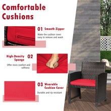 Load image into Gallery viewer, 3 Pieces Patio Wicker Furniture Set with Storage Table and Protective Cover-Red

