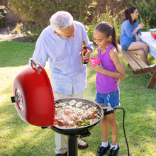 Load image into Gallery viewer, 1600W Portable Electric BBQ Grill with Removable Non-Stick Rack-Black &amp; Red
