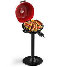 Load image into Gallery viewer, 1600W Portable Electric BBQ Grill with Removable Non-Stick Rack-Black &amp; Red
