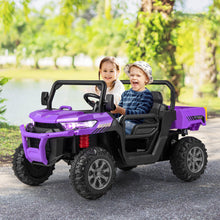 Load image into Gallery viewer, 12V Kids Ride On Truck Car with Remote Control and 2 Seaters-Purple
