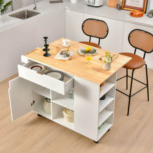 Load image into Gallery viewer, Drop-Leaf Kitchen Island with Rubber Wood Top-White
