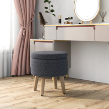 Load image into Gallery viewer, Round Storage Ottoman with Rubber Wood Legs and Adjustable Foot Pads-Gray
