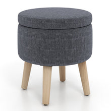 Load image into Gallery viewer, Round Storage Ottoman with Rubber Wood Legs and Adjustable Foot Pads-Gray
