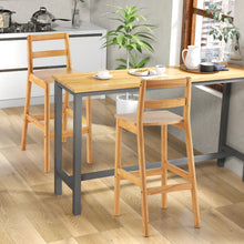 Load image into Gallery viewer, Set of 2 28" Rubber Wood Armless Bar Stools with Backrest and Footrest-Natural
